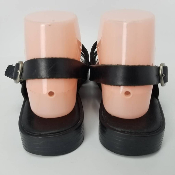 Montego Bay Club Womens Slingback Sandals Black Leather Buckle 9 - Picture 4 of 9